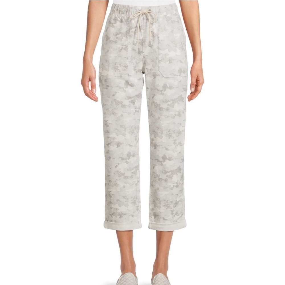 Time and Tru Women's High Rise Relaxed Fit Cropped Utility Pants